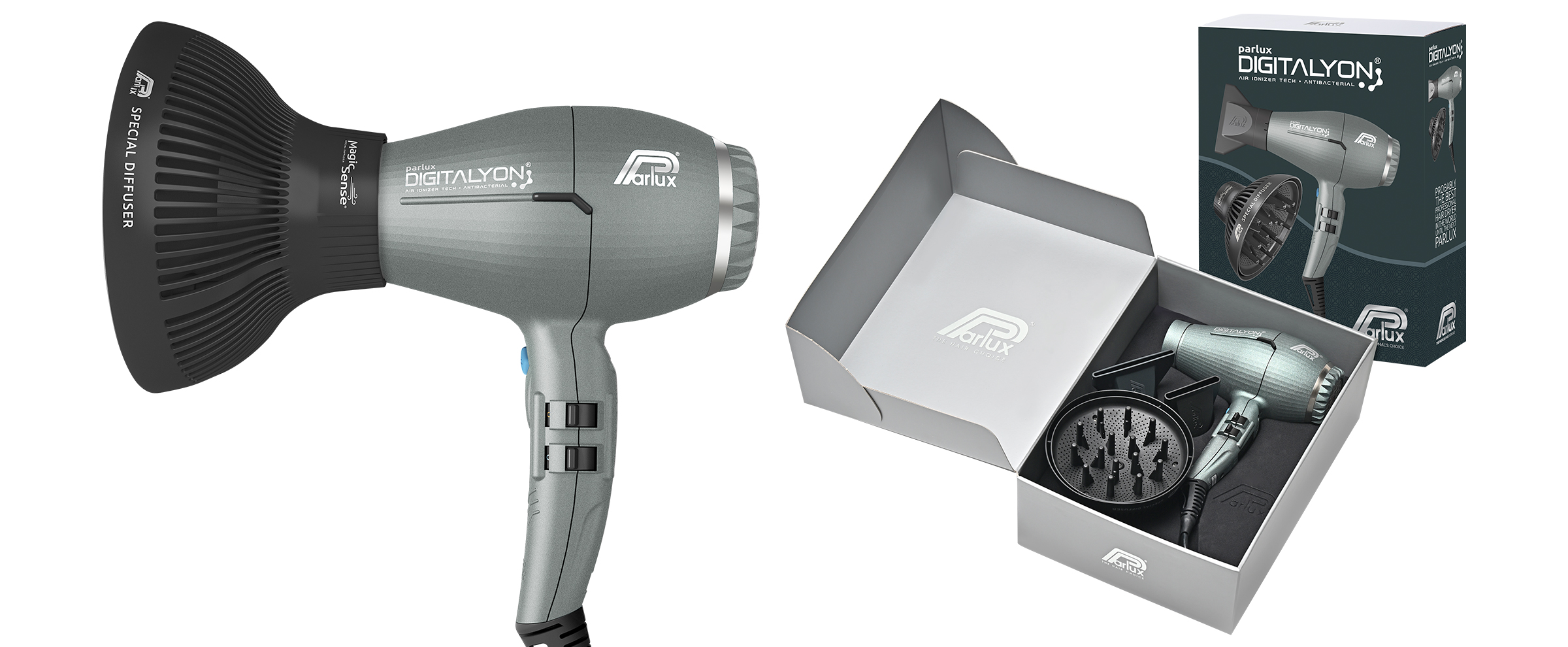 Parlux Parlux DigitAlyon Air Ionizer 2400W Tech Hair Dryer - Glitter Grey