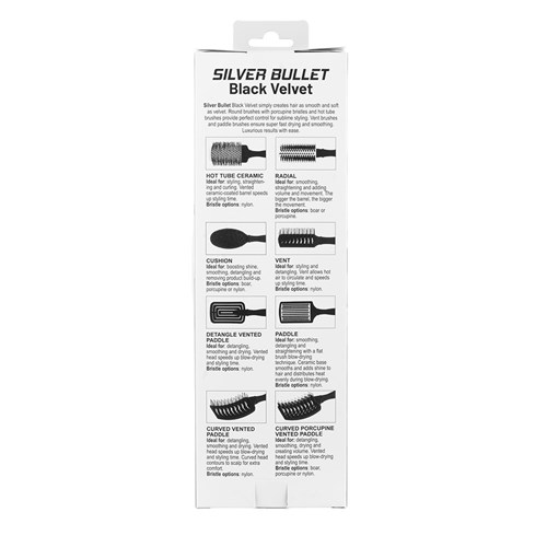 Silver Bullet Black Velvet Curved Vent Porcupine Paddle Brush