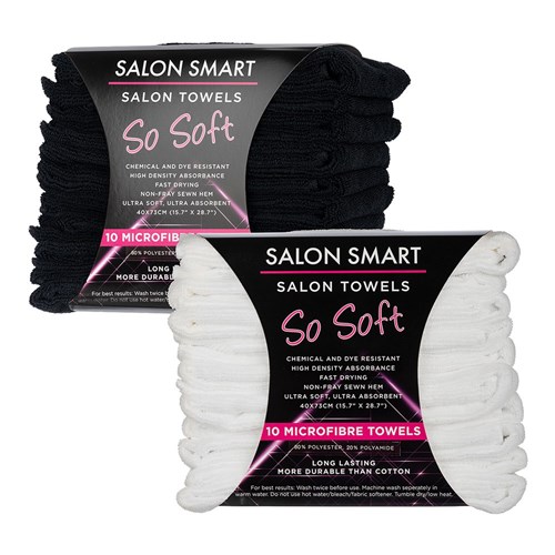 Salon Smart So Soft Microfibre Salon Towels - Black, 10pk
