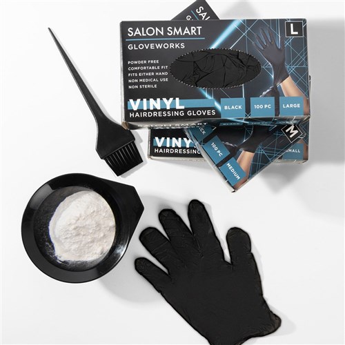 Salon Smart Vinyl Gloves Black Medium 100pk