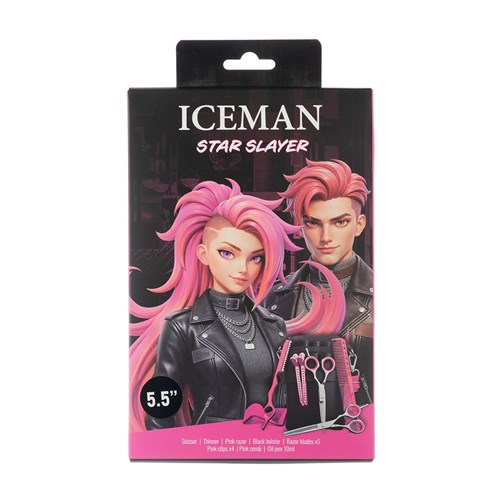 Iceman Star Slayer 5.5” Hairdressing Scissors Set Pink