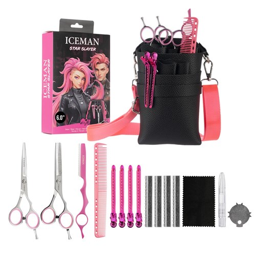 Iceman Star Slayer 6” Hairdressing Scissors Set Pink
