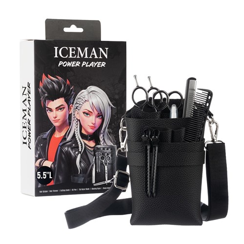 Iceman Power Player 5.5” Left Handed Hairdressing Scissors Set Black