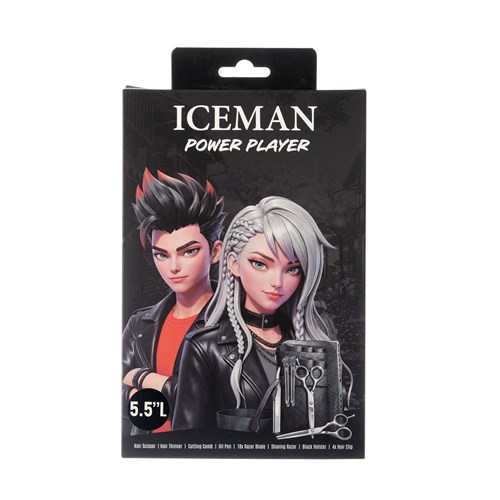 Iceman Power Player 5.5” Left Handed Hairdressing Scissors Set Black