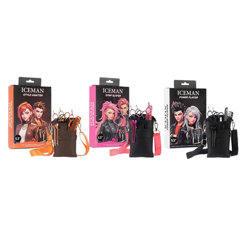 Iceman Power Player 6” Left Handed Hairdressing Scissors Set Black