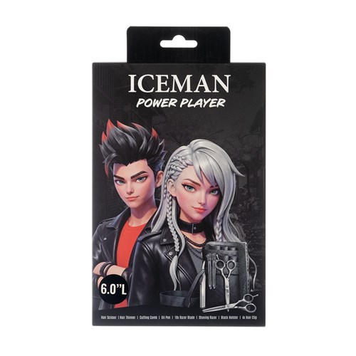 Iceman Power Player 6” Left Handed Hairdressing Scissors Set Black