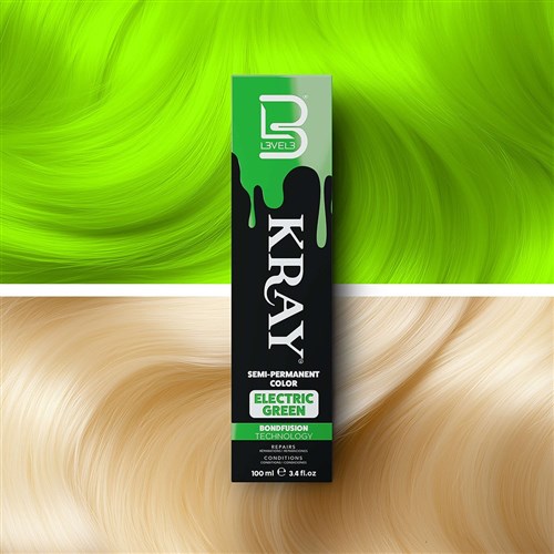 L3VEL3 Kray Semi Permanent Hair Colour Electric Green