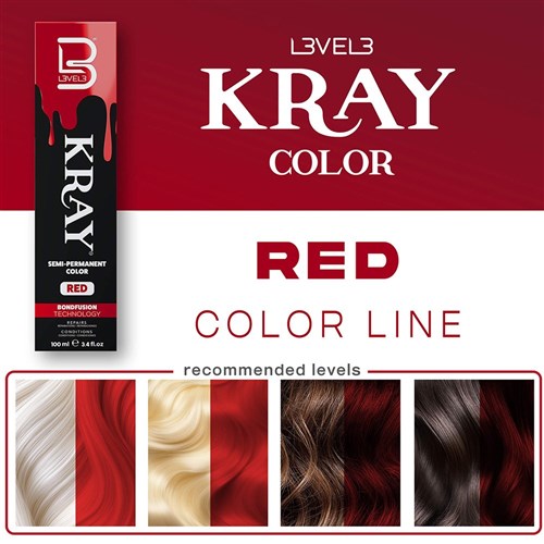 L3VEL3 Kray Semi Permanent Hair Colour Red