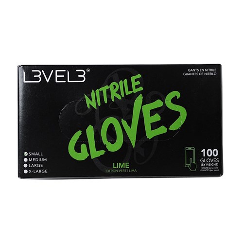 L3VEL3 Nitrile Gloves Lime Small 100pk
