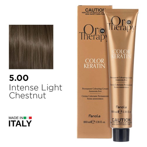 Fanola Oro Therapy Color Keratin Hair Colour 5.00 Intense Light Chestnut