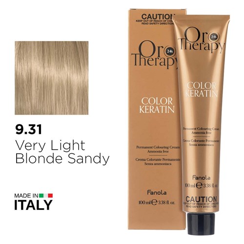 Fanola Oro Therapy Color Keratin Hair Colour 9.31 Very Light Blonde Sandy
