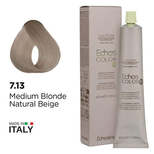Echos Color Vegan Hair Colour 7.13 Medium Blonde Natural Beige